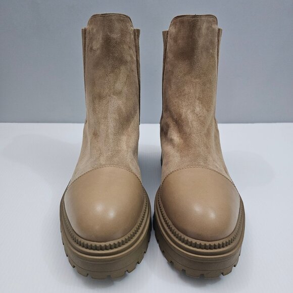 Marc Fisher LTD Hadria Ankle Boot Womens 8 Natural Tan Suede Chelsea Cap Toe - Picture 4 of 14